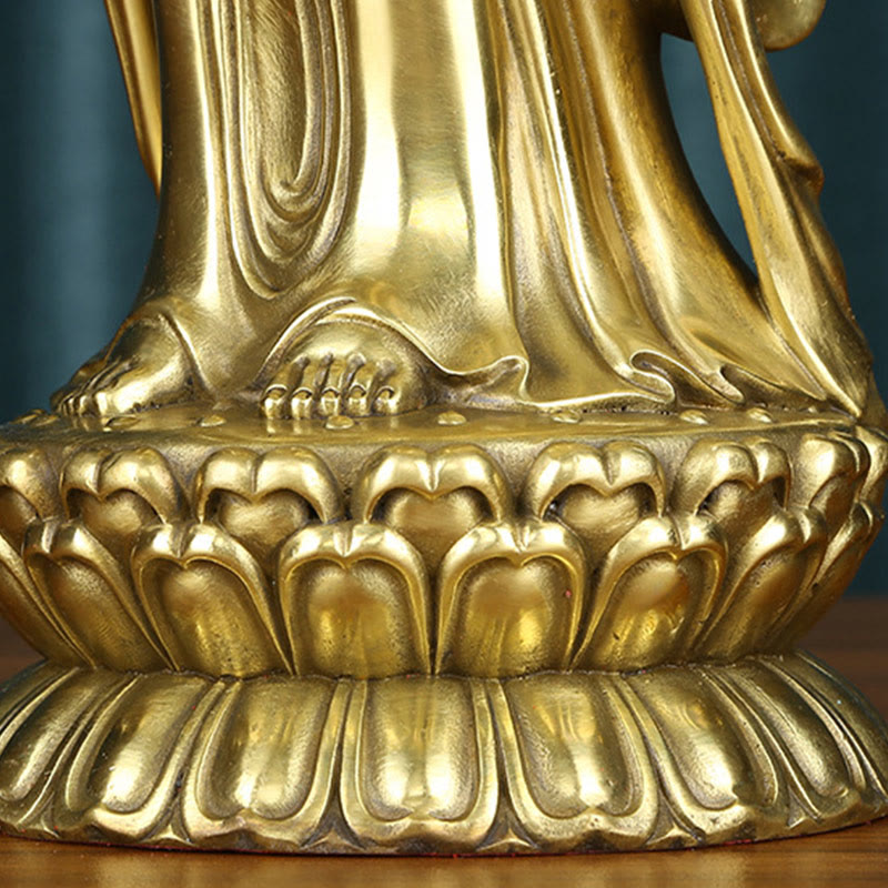 Buddha Stones Kwan Yin Avalokitesvara Holding The Dharma Wheel Wealth Brass Copper Statue Decoration - image 15