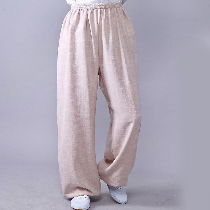 Buddha Stones Summer Elastic Waist Tai Chi Qigong Practice Cotton Linen Unisex Pants - Linen - 3XL-FIT FOR US/UK/AU/EU-2XL - image 10