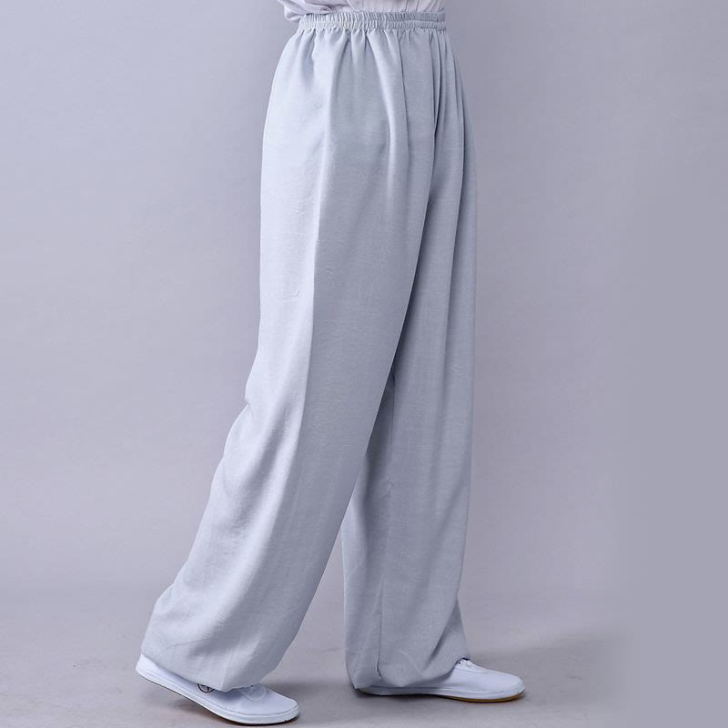 Buddha Stones Summer Elastic Waist Tai Chi Qigong Practice Cotton Linen Unisex Pants - LightGrey - 3XL-FIT FOR US/UK/AU/EU-2XL - image 13