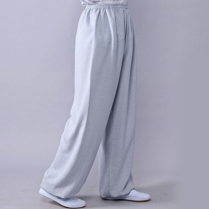 Buddha Stones Summer Elastic Waist Tai Chi Qigong Practice Cotton Linen Unisex Pants - LightGrey - 3XL-FIT FOR US/UK/AU/EU-2XL - image 13