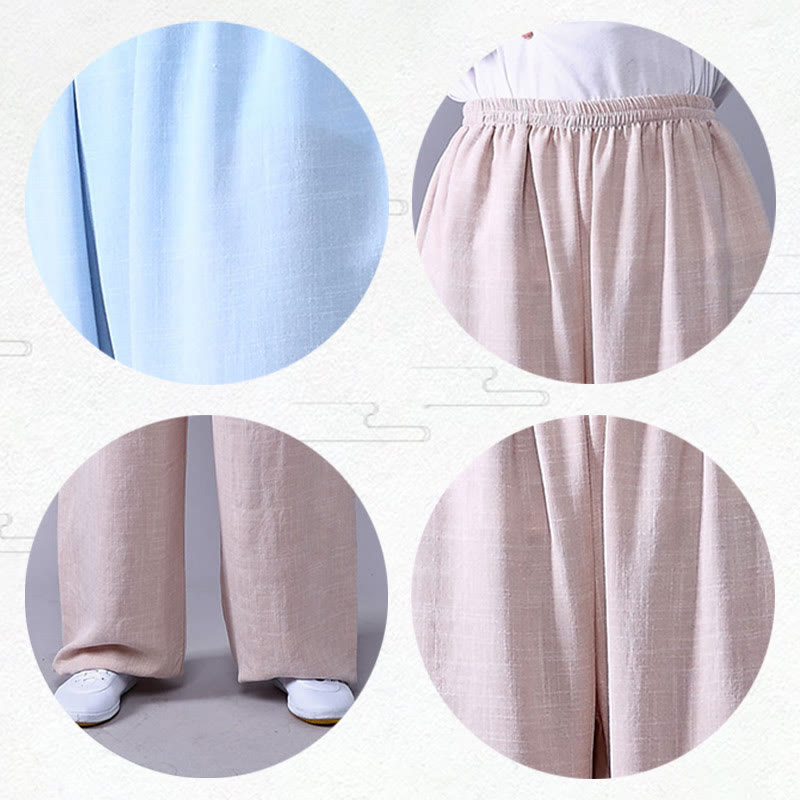 Buddha Stones Summer Elastic Waist Tai Chi Qigong Practice Cotton Linen Unisex Pants - image 10