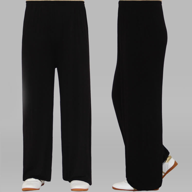 Buddha Stones Summer Elastic Waist Tai Chi Qigong Practice Modal Unisex Pants - Black - 3XL-FIT FOR US/UK/AU/EU-2XL - image 1