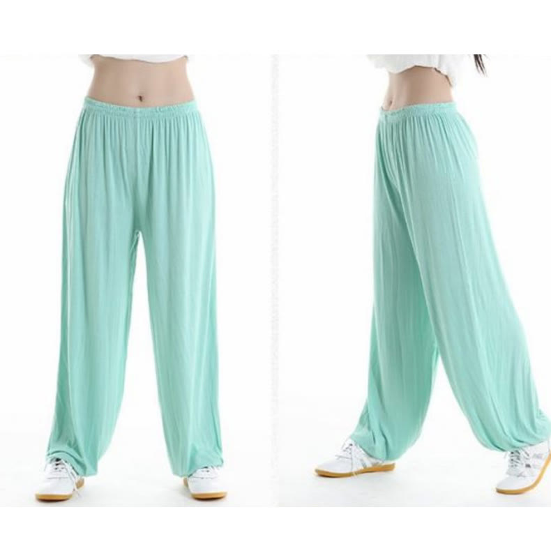 Buddha Stones Summer Elastic Waist Tai Chi Qigong Practice Modal Unisex Pants