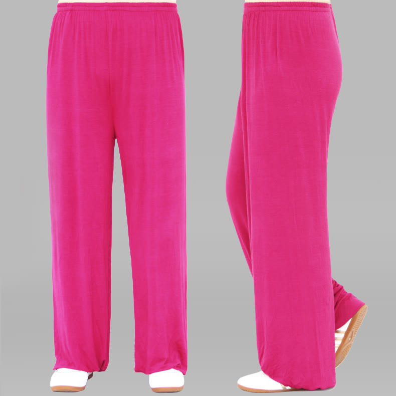 Buddha Stones Summer Elastic Waist Tai Chi Qigong Practice Modal Unisex Pants - DeepPink - 3XL-FIT FOR US/UK/AU/EU-2XL - image 29