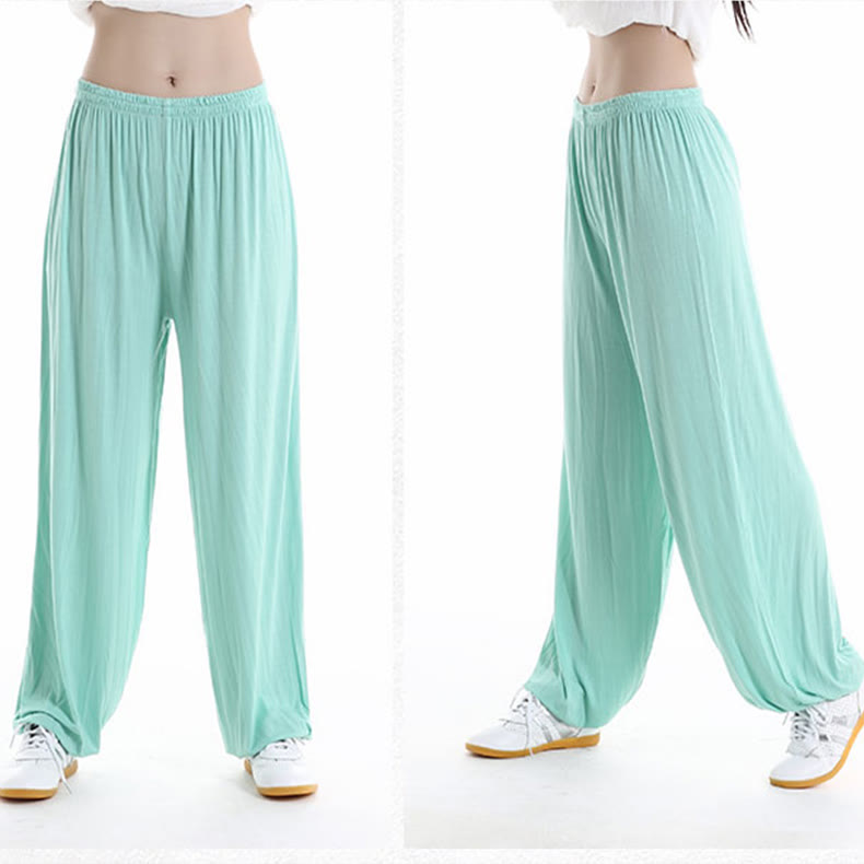 Buddha Stones Summer Elastic Waist Tai Chi Qigong Practice Modal Unisex Pants - MintCream - 3XL-FIT FOR US/UK/AU/EU-2XL - image 19