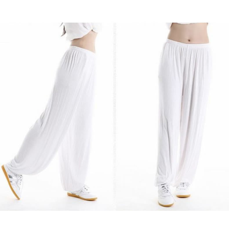 Buddha Stones Summer Elastic Waist Tai Chi Qigong Practice Modal Unisex Pants