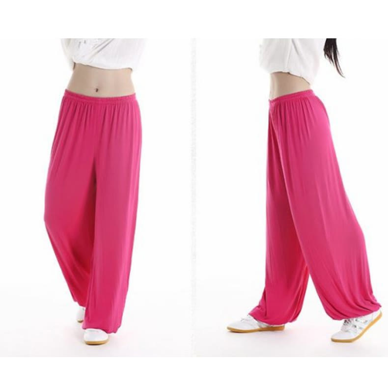 Buddha Stones Summer Elastic Waist Tai Chi Qigong Practice Modal Unisex Pants