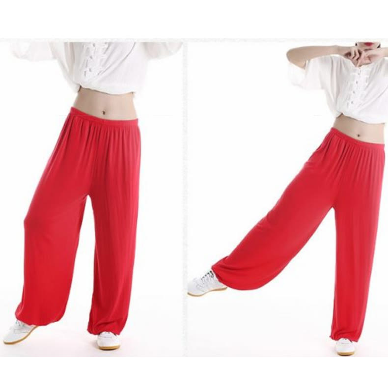 Buddha Stones Summer Elastic Waist Tai Chi Qigong Practice Modal Unisex Pants