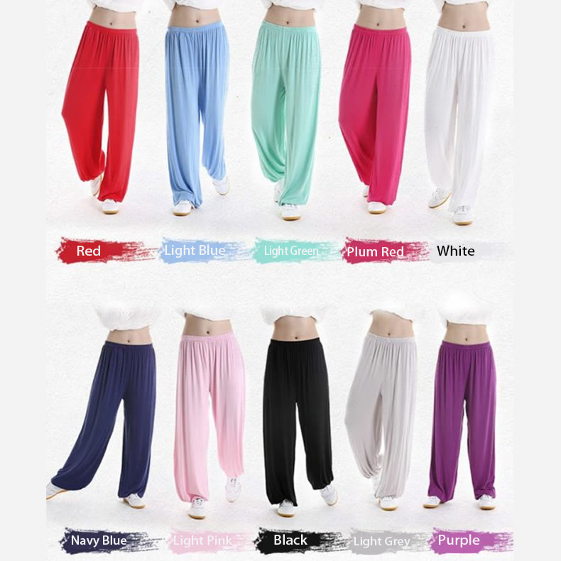 Buddha Stones Summer Elastic Waist Tai Chi Qigong Practice Modal Unisex Pants - image 38