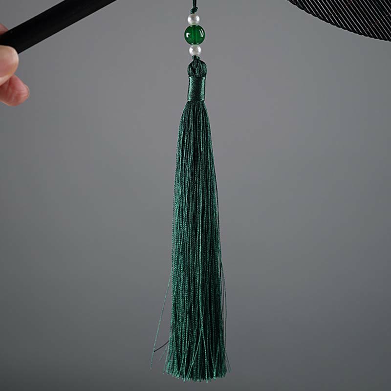 Buddha Stones Chinese Style Handmade Bamboo Long Handle Portable Curlable Fan