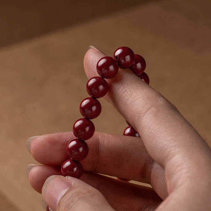 Buddha Stones Natural Cinnabar Heart Sutra Blessing Bracelet