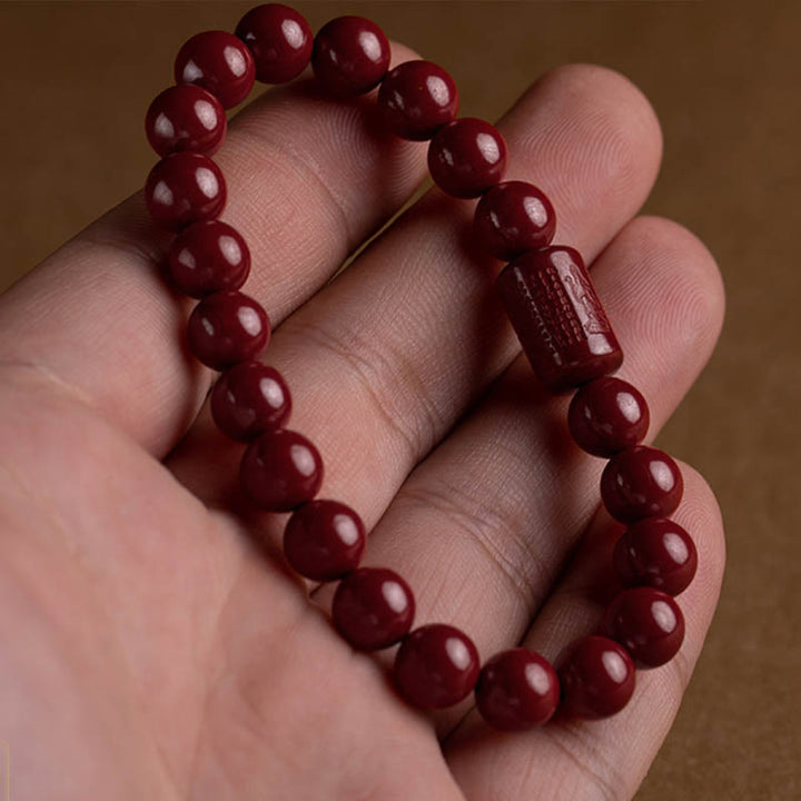 Buddha Stones Natural Cinnabar Heart Sutra Blessing Bracelet