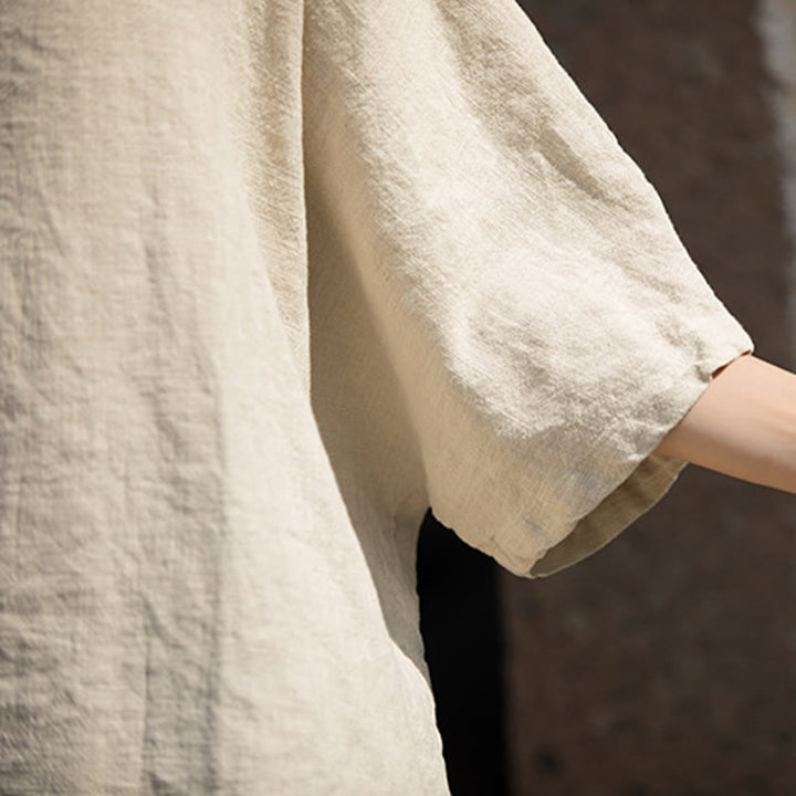 Buddha Stones Causal Half Sleeve Ramie Linen Cotton T-shirt Tee - image 27