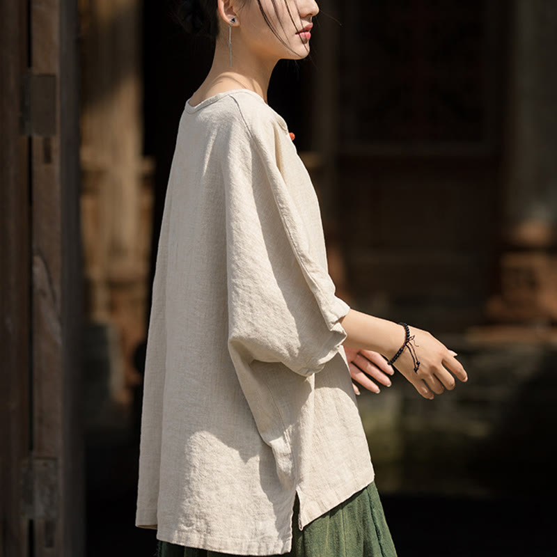 Buddha Stones Causal Half Sleeve Ramie Linen Cotton T-shirt Tee - image 25