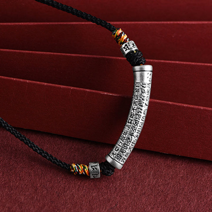 Buddha Stones 999 Sterling Silver Six True Word Heart Sutra String Necklace Pendant - image 2