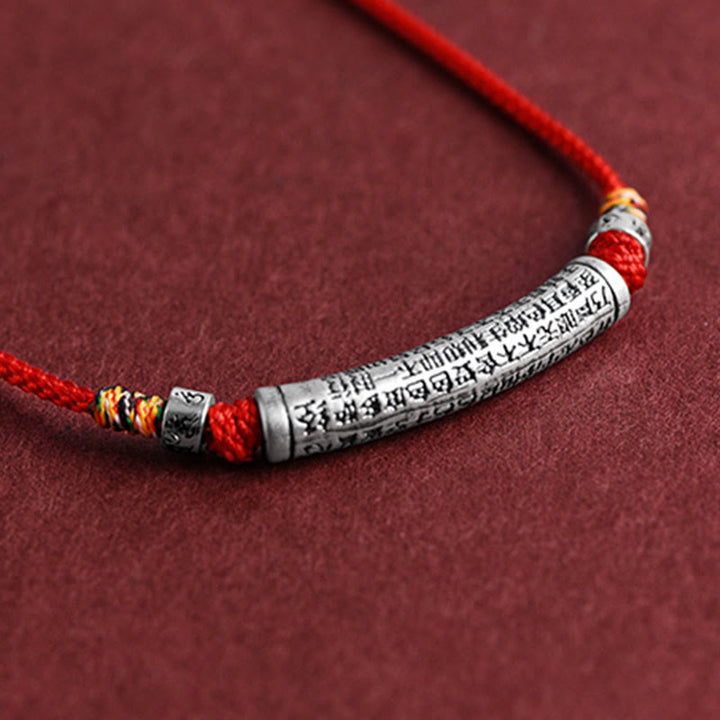 Buddha Stones 999 Sterling Silver Six True Word Heart Sutra String Necklace Pendant - image 13