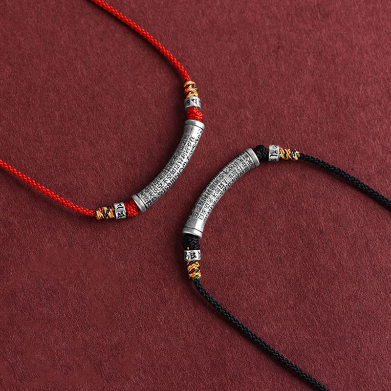 Buddha Stones 999 Sterling Silver Six True Word Heart Sutra String Necklace Pendant - image 16