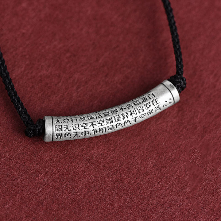 Buddha Stones 999 Sterling Silver Six True Word Heart Sutra String Necklace Pendant - image 22