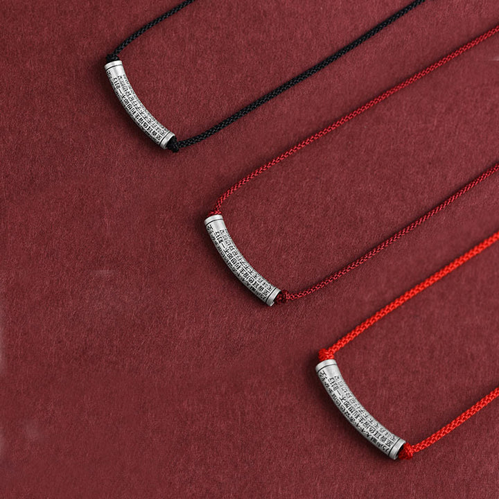 Buddha Stones 999 Sterling Silver Six True Word Heart Sutra String Necklace Pendant - image 28