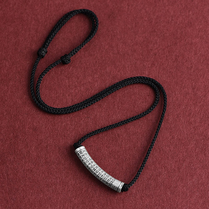 Buddha Stones 999 Sterling Silver Six True Word Heart Sutra String Necklace Pendant - image 20