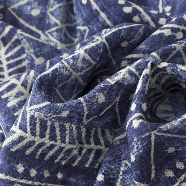 Buddha Stones Blue Stripes Print Cotton Linen Wide Leg Pants With Pockets - image 7