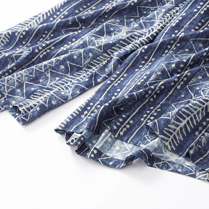 Buddha Stones Blue Stripes Print Wide Leg Pants With Pockets - image 10