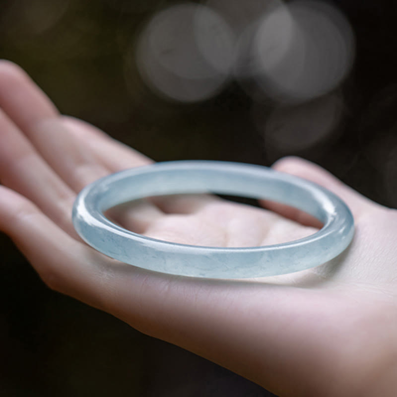 Buddha Stones Natural Aquamarine Serenity Bangle Bracelet