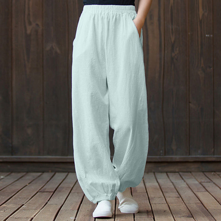 Buddha Stones Plain Color Ramie Linen Cotton Pants With Pockets - MintCream - US4，UK/AU8，EU36 (L) - image 58