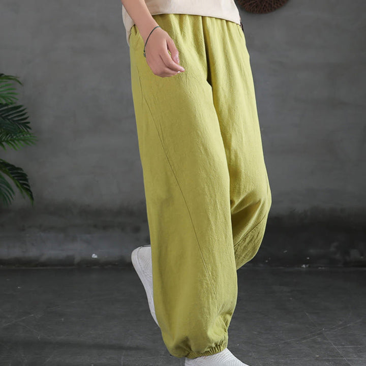 Buddha Stones Plain Color Ramie Linen Cotton Pants With Pockets - image 17