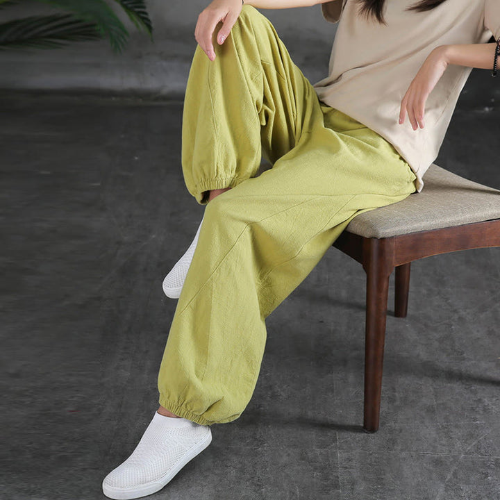 Buddha Stones Plain Color Ramie Linen Cotton Pants With Pockets - image 22