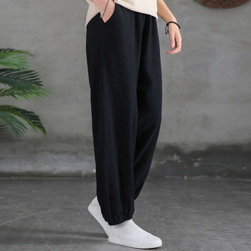 Buddha Stones Plain Color Ramie Linen Cotton Pants With Pockets - image 38