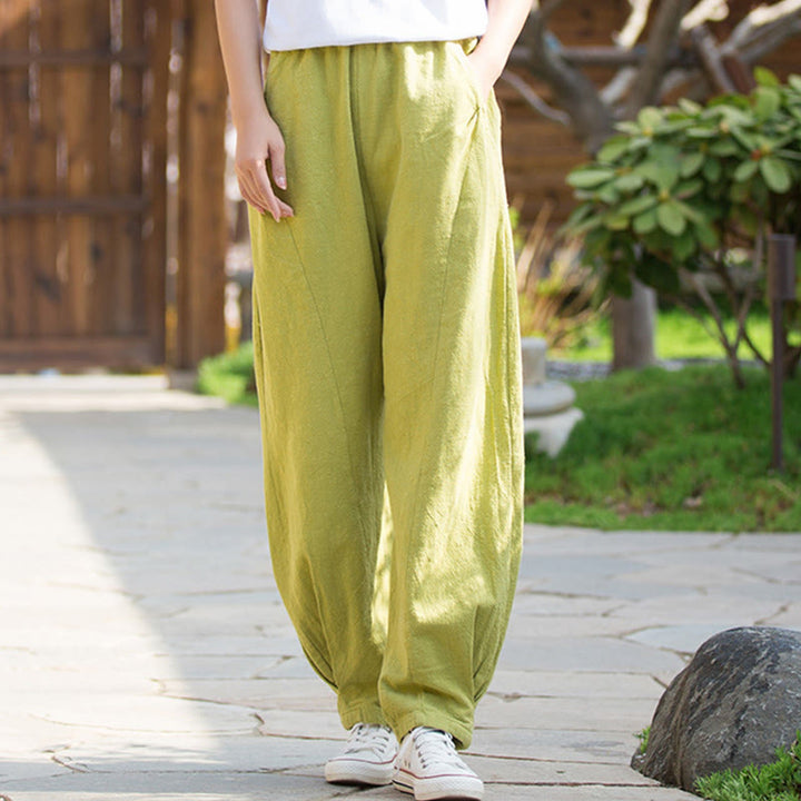 Buddha Stones Casual Ramie Linen Cotton Yoga Pants With Pockets - image 7