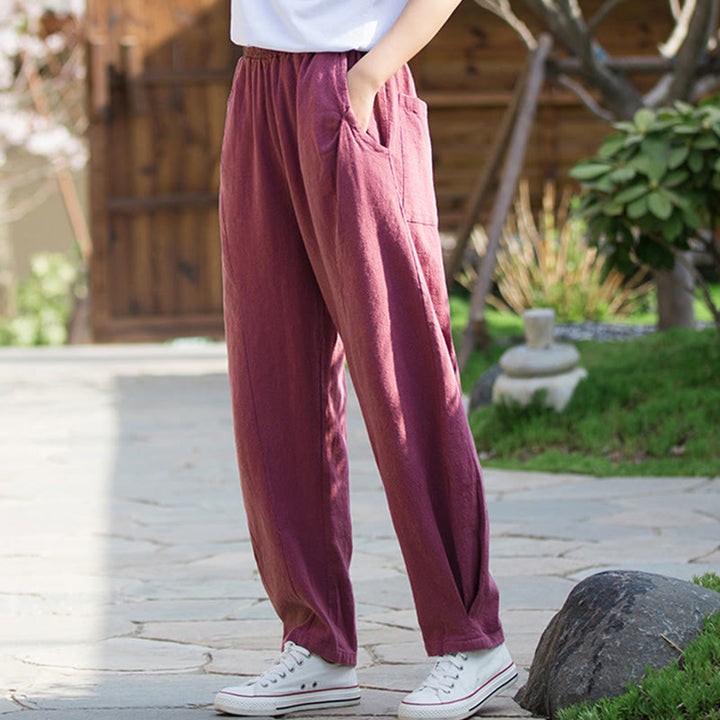 Buddha Stones Casual Ramie Linen Cotton Yoga Pants With Pockets - image 18