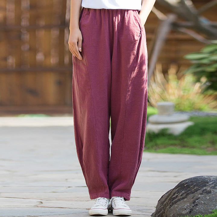 Buddha Stones Casual Ramie Linen Cotton Yoga Pants With Pockets - image 20