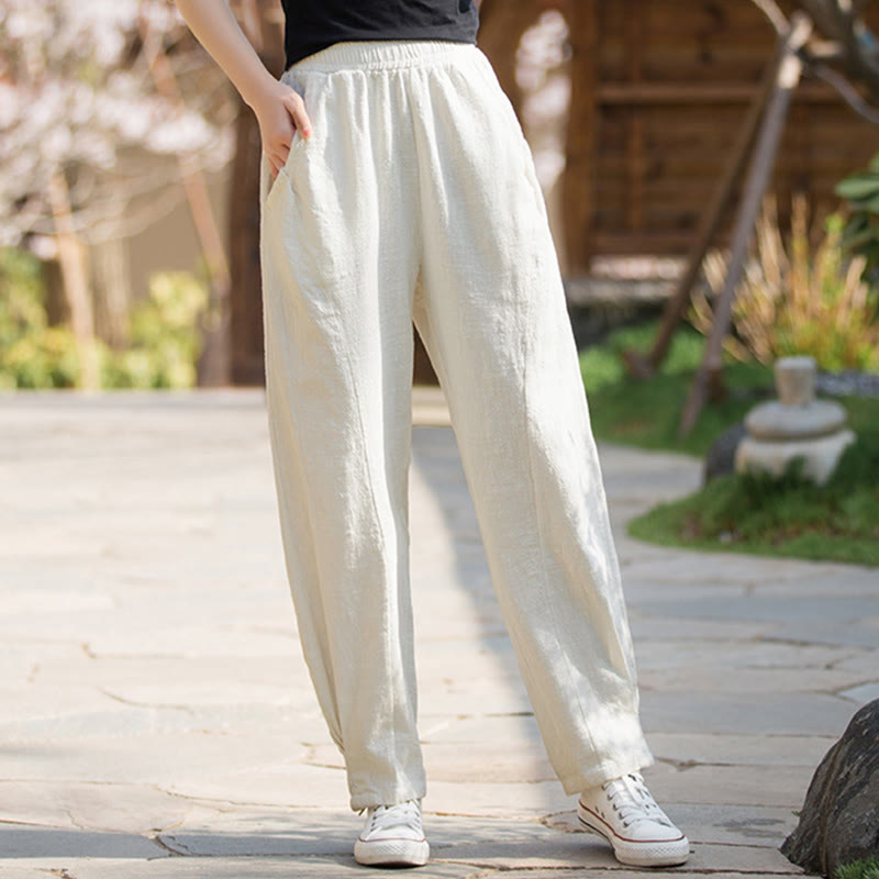 Buddha Stones Casual Ramie Linen Cotton Yoga Pants With Pockets - image 24