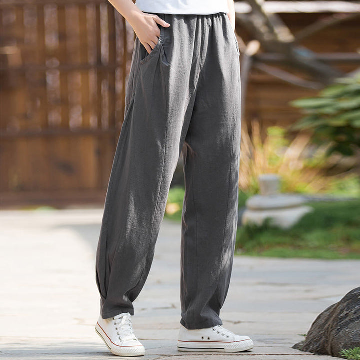 Buddha Stones Casual Ramie Linen Cotton Yoga Pants With Pockets - image 27