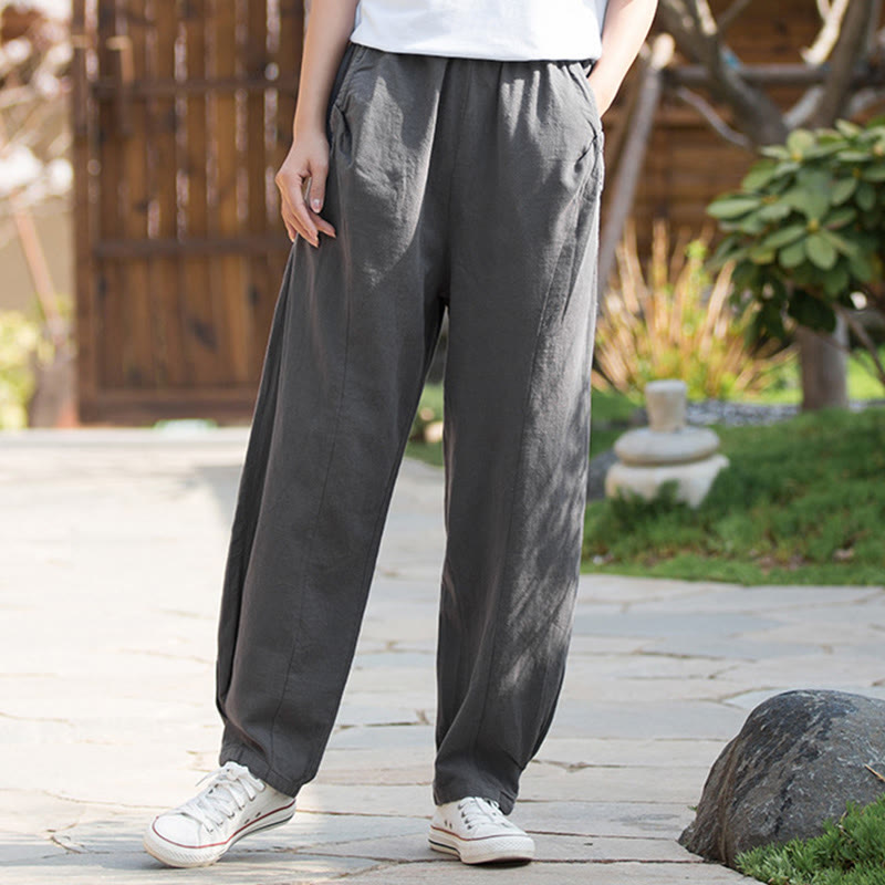 Buddha Stones Casual Ramie Linen Cotton Yoga Pants With Pockets - image 26