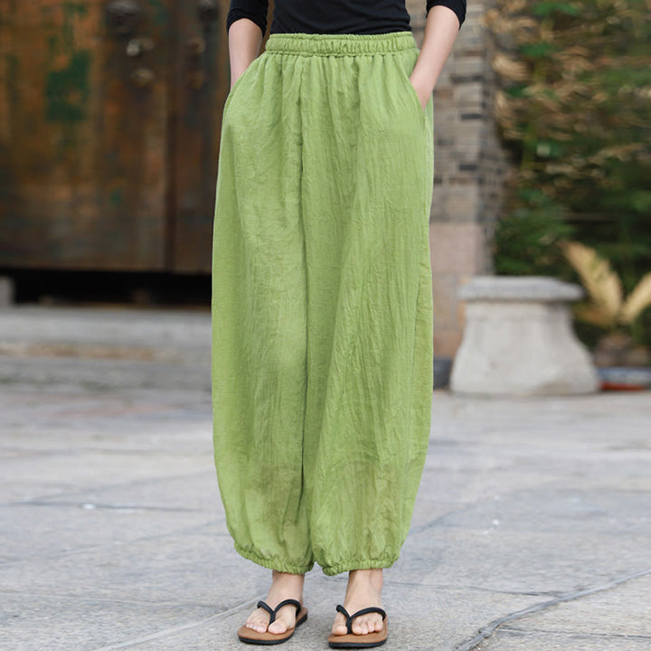 Buddha Stones Casual Summer Women's Cotton Pants With Pockets