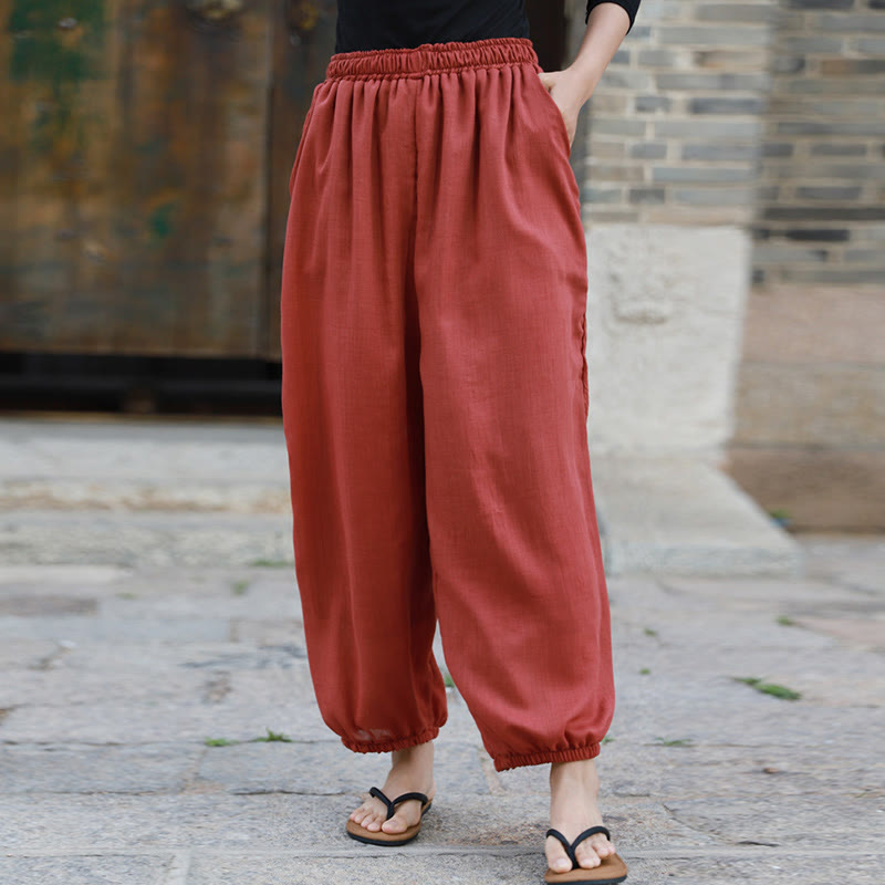 Buddha Stones Casual Summer Women's Cotton Pants With Pockets - image 21