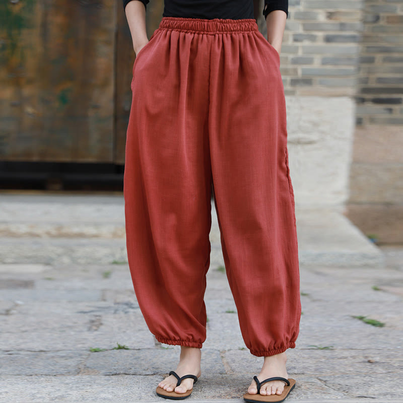 Buddha Stones Casual Summer Women's Cotton Pants With Pockets - image 22