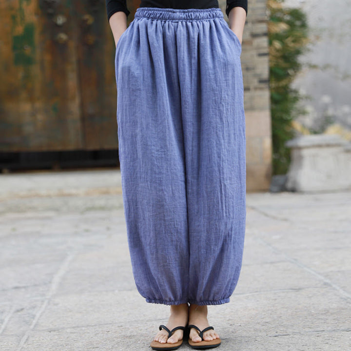 Buddha Stones Casual Summer Women's Cotton Pants With Pockets