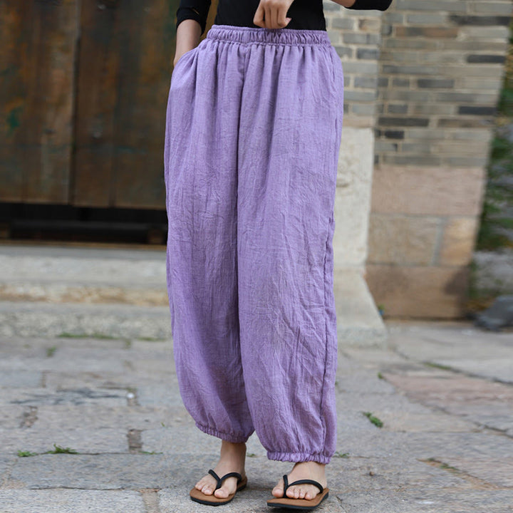 Buddha Stones Casual Summer Women's Cotton Pants With Pockets