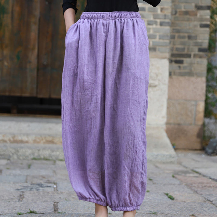 Buddha Stones Casual Summer Women's Cotton Pants With Pockets