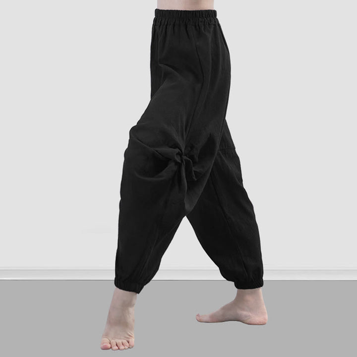 Buddha Stones Plain Color Modal Dance Yoga Breathable Pants - Black - US12，UK/AU16，EU44 (3XL) - image 19