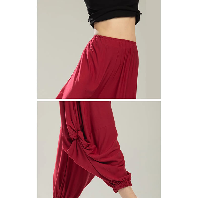 Buddha Stones Plain Color Modal Dance Yoga Breathable Pants - image 15