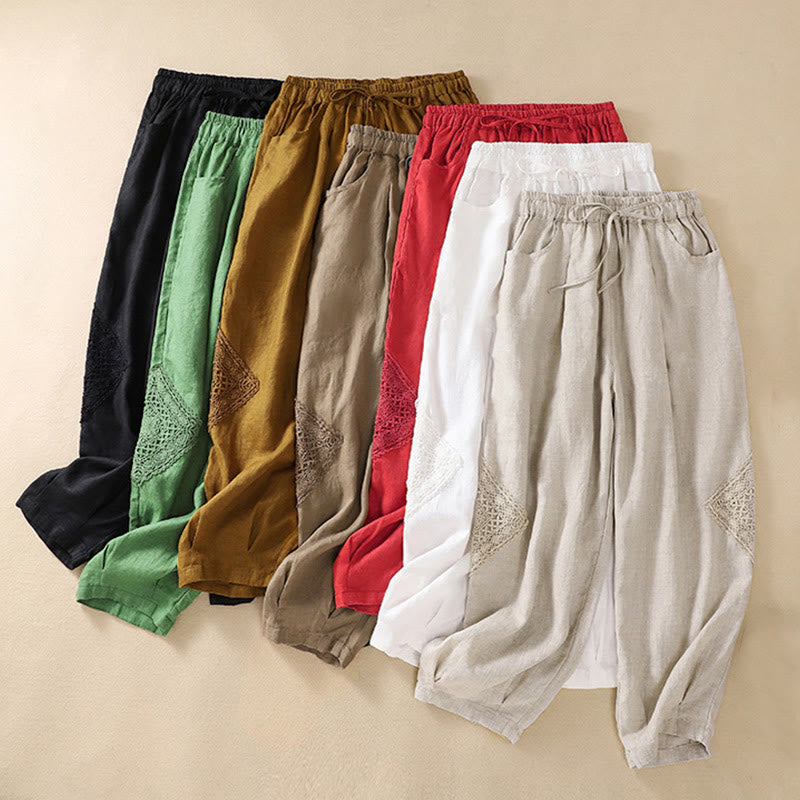 Buddha Stones Summer Women's Cotton Drawstring Harem Pants With Pockets - image 1