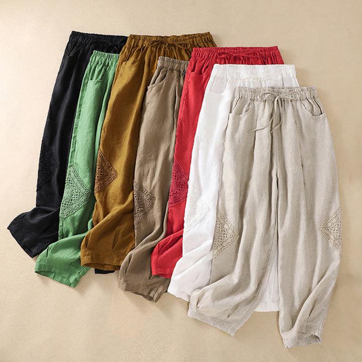 Buddha Stones Summer Women's Cotton Drawstring Harem Pants With Pockets - image 1