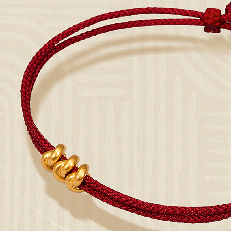 Buddha Stones 999 Gold Wish Knot Design Handmade Luck Braided Rope Bracelet