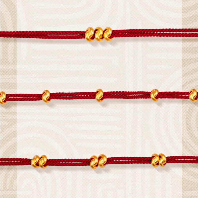 Buddha Stones 999 Gold Wish Knot Design Handmade Luck Braided Rope Bracelet