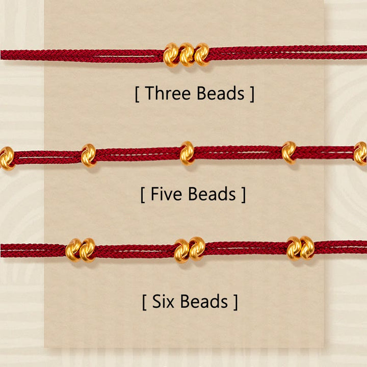 Buddha Stones 999 Gold Wish Knot Design Handmade Luck Braided Rope Bracelet